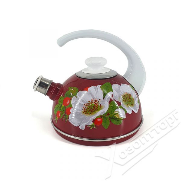 Kettle 2.5l ?04/25/01/33/?03 burgundy/marichka handle (decor-stainless steel on white)